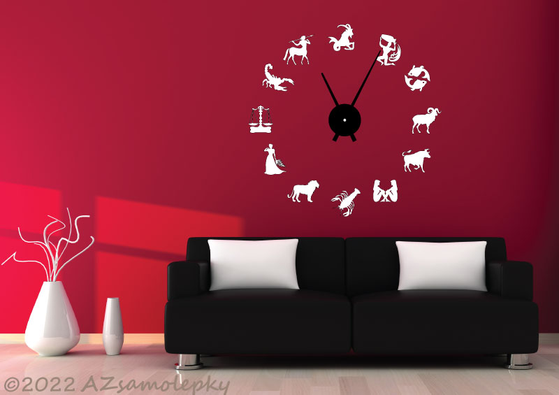Samolepicí hodiny na zeď - Horoskop - kolekce XL - černý hodinový strojek + doprava zdarma