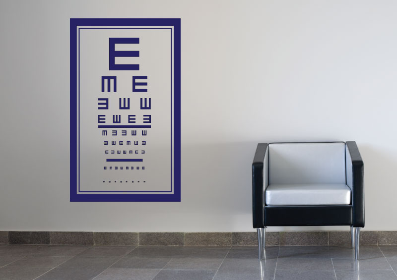 Samolepky na zeď- E - test očí - XL (70 x 118 cm)