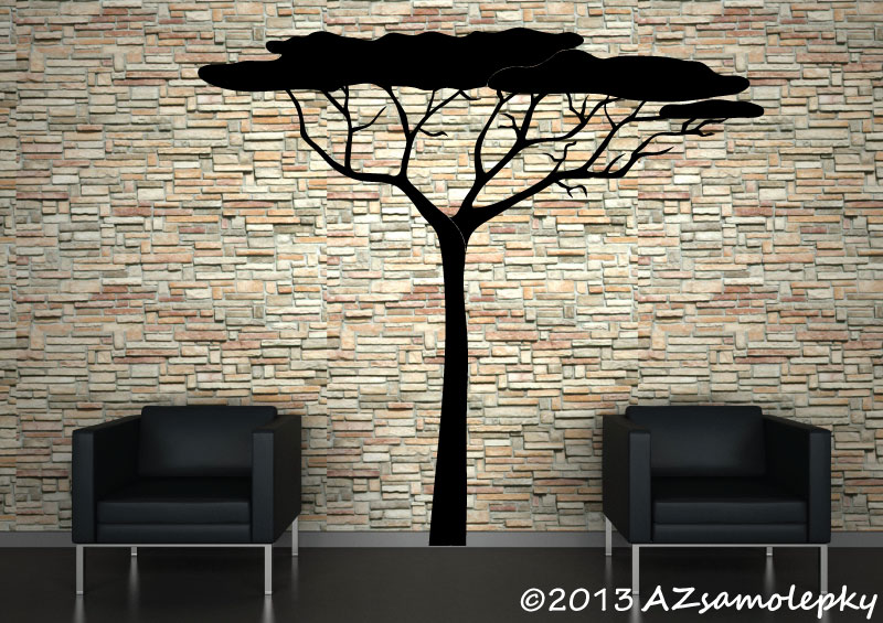 Samolepky na zeď - Africký strom - S (88 x 80 cm)