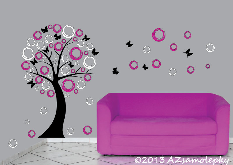 Samolepky na zeď - DUO strom - moderní bublinky - XL (104 x 150 cm) + doprava zdarma