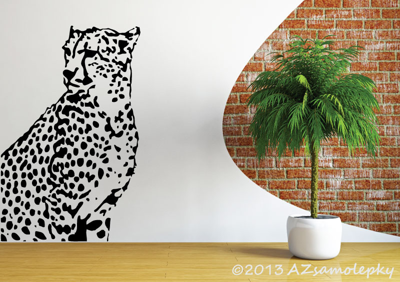 Samolepky na zeď - Sedící gepard - S (35 x 55 cm)